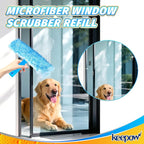 KEEPOW 14" Microfiber Window Scrubber Refill Replacement Compatible with MR.SIGA, Compatible with Ettore Professional Window Cleaning, Reusable & Washable Window Squeegee for Home (3 Pack)