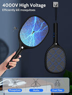 YISSVIC Electric Fly Swatter Bug Zapper Racket 4000V Rechargeable Mosquito Killer with LED Light for Indoor Home Office Backyard Patio Camping
