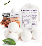 Wool Dryer Balls XL 6-Pack (3 XXL + 3 XL) – 100% New Zealand Wool, Hypoallergenic, Chemical-Free Fabric Softener – Reusable for 1,500+ Loads – Anti-Static & Baby-Safe