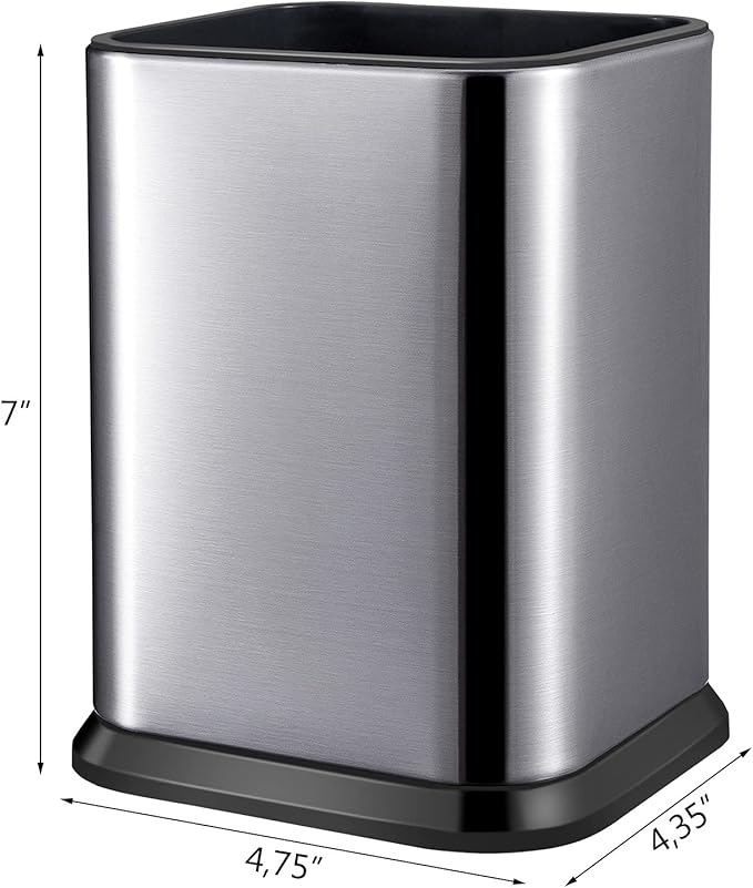 RedCall Stainless Steel Kitchen Utensil Holder for Countertop, Spoon Spatula Organizer,Modern Rectangular Large Cooking Utensil Caddy Counter,Utensil Crock Silver