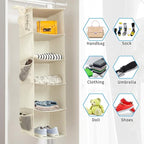 BrilliantJo 5 Shelves Hanging Closet Organizer, 2 Pack Hanging Storage with 6 Side Pockets for Clothes Shoes, 43"x12"x12"(Beige)