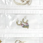 2 Pack Hanging Jewelry Organizer 80-Pocket Dual-sided Jewelry Storage for Earring Necklace Bracelet Ring Travel Holder, White and Beige