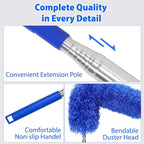 Duster with 80" Extension Pole for Cleaning, Bendable Duster Microfiber Head,Washable Cleaning Duster for Cobweb Cleaning,High Ceilings,Fan,Home,Furniture,Car