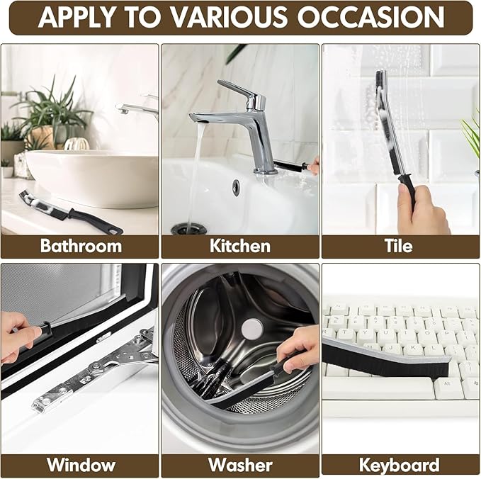 6P Crevice Cleaning Brush Hard Bristle Crevice Grout Cleaner Brush Thin Brush Gap Grout Cleaner for for Household Use, Bathroom, Kitchen