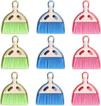 9 Pack Mini Dust Pan and Brush Set, Small Hand Broom and Dustpan Set with Handle - 3 Colors Plastic Cleaning Tools for Desk, Table, Keyboard, Car, Pet Food Crumbs