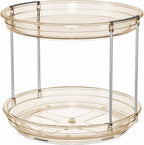 LAMU 2 Pack 2 Tier Lazy Susan Turntable Organizer 10.6'' Rotating Spice Rack Organization for Cabinet, Kitchen, Pantry, Countertop, Bathroom, Vanity, Medicine Cabinet Organizer, Amber