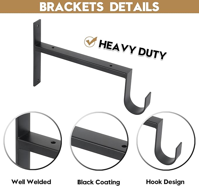 AddGrace Heavy Duty Closet Rod and Shelf Brackets 8 Inch Wall Mounted Closet Rod Bracket with Pole Holder Shelving Support with Screws for Laundry (2 Pack)