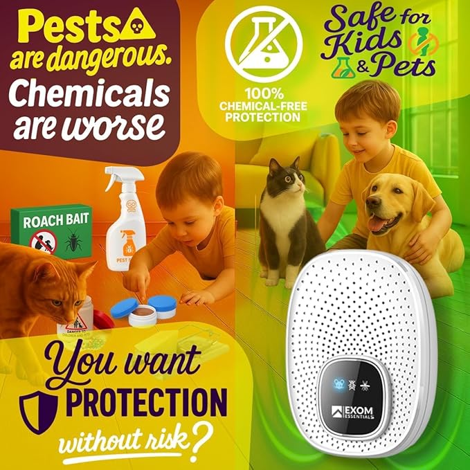 GRX-T25, Ultrasonic Pest Control Repeller - Electronic & Ultrasound, Indoor Plug-in Repellent - Get rid of - Rodents, Mice, Squirrels, Bats, Insects, Bed Bugs, Ants, Fleas, Spiders, Roaches (2 Pack)