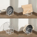 2 Pack Kitchen Plate Holder Organizer for Cabinet Space Saver Dinner Dish Storage Rack Upright Dish Drying Racks Metal Plate Dish Racks Stand for Cupboard and Countertop Rustproof Large White