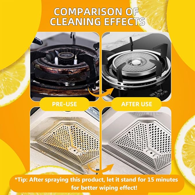 All Purpose Cleaner, Remove Stains Cleaning Spray, Lemon Breeze Scent Multipurpose Heavy Duty Degreaser, Kitchen Cleaning Supplies Removes Oil Stains On Microwave & Oven & Stove Top