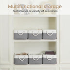 Storage Baskets for Shelves 13.8x9.8x6.7 Inch-Foldable Fabric Organizing Storage Bins with Handles, Closet & Bathroom Organizer, Home Storage for Kitchen, Office (1-Pack, White&Gray)