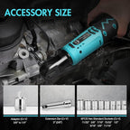 DURATECH Cordless Electric Ratchet Wrench Set, 48 Ft-lbs 3/8" 12V Power Ratchet Wrench with 2PCS 2.0Ah Li-Ion Battery, 1 Hour Fast Charger, 8PCS Sockets, Extension Bar, Adaptor, Variable Speed Trigger