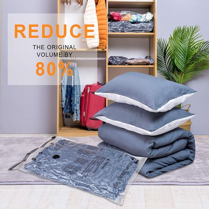 GONGSHI Vacuum Storage Bags, Space Saver Seal Bags For Clothing, Blankets, Comforters, Pillows, Clothes Storage,Travel Luggage.5 L 5 M