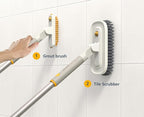 Joseph Joseph CleanTech 2-in-1 Tile and Tub Scrubber and Grout Cleaning Brush with V-Shaped Bristles