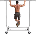 HOKEEPER Clothes Rack, Rolling Clothing Racks for Hanging Clothes, Portable Clothes Rack with Lockable Wheels, Commercial Heavy Duty Garment Rack for Bedroom, Living Room, Laundry, Balcony Collapsible