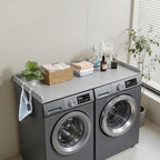 VEVOR Washer Dryer Countertop with 3 Splicing Panels, 54" x 27" Wooden Washer and Dryer Countertop with 2 Hooks, Water-Resistant Laundry Topper for Laundry Room Organization and Storage, Gray