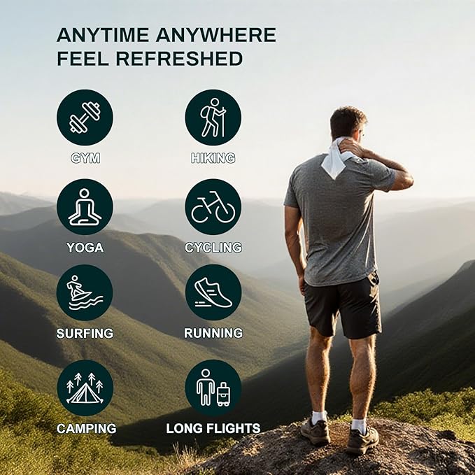 Extra Large Body Wipes (24" x 8"), 5X Bigger No Rinse Bathing Towelettes, Portable Cooling Cleansing Wipes 18 Pack for Gym, Camping, Hiking & Outdoor Sports