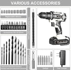 Cordless Drill Set,20V Drill Driver with Battery and Charger,3/8-Inch Keyless Chuck, Variable Speed,with Drills Bits Set,Gray