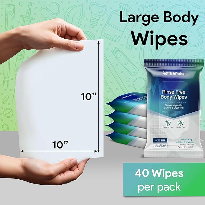 XL Adult Body Wipes for Women & Men - Pack of 80 Large Cleansing Wipes for Travel, Gym & More