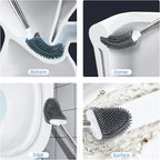 Sellemer Toilet Brush and Holder Set for Bathroom, Flexible Toilet Bowl Brush Head with Silicone Bristles, Compact Size for Storage and Organization, Ventilation Slots Base (2 Pack, White)