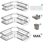 AKTECKE Corner Shower Caddy Bathroom Organizer: Adhesive Shower Rack Bathtub Shelves - 3Pack No Drilling Shower Shelf - Stainless Steel Rustproof Bath Tub Organizer