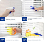 2Pcs Window Venetian 7 Finger Blind Cleaner Duster Tool and 2Pcs dust-Removing Brushes（Orange,Yellow, Blue）