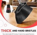 Heavy Duty Broom, 54-inch Adjustable Long Handle Angle Brooms Large Brooms for Sweeping Indoor and Outdoor Commercial Broom for Home Kitchen Patio Garage Porch Courtyard Classroom, Black