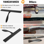 Squeegee for Shower Glass Door, 11-Inch Shower Squeegee for Glass Doors, Bathroom Silicone Squeegees Wiper for Shower with Non-Slip Handle, No-Drilling Silicone Hanging Hook, for Tiles, Mirror(Black)