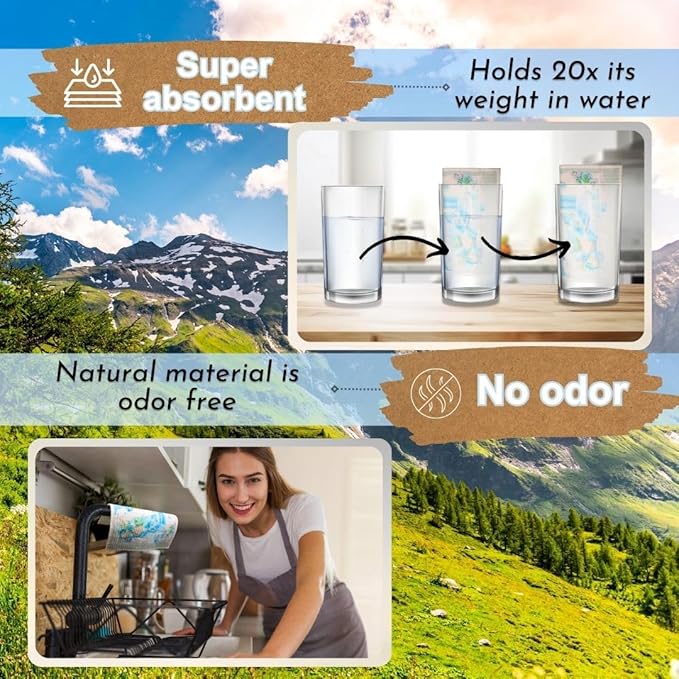 Swedish Dishcloths for Kitchen - Ecofriendly Reusable Paper Towels, Biodegradable Dish Cloths - Cellulose Sponge Dish Cloths for Washing Dishes - 8 Pack (Mediterranean)