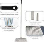 Indoor Soft Bristles Broom and Dustpan Angle Sweeping Dustpan and Broom with Long Handle for Kitchen Hardwood Floor Cleaning (Broom and Dustpan)