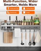 utensil hanger, wall mounted kitchen rail with hooks, waterproof hooks for kitchen utensils, easy installation without drilling (15.8 inches, Cups, 2)