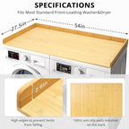 Gashell Washer Dryer Countertop, 27.5" x 54" Bamboo Washer and Dryer Countertop for Laundry Room Organization(Natural)