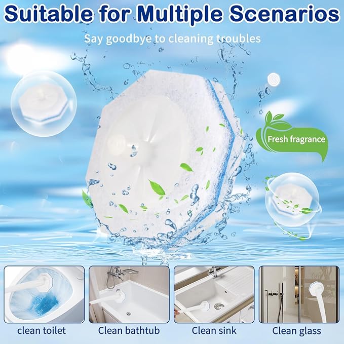 SVPSNUMSI 60 Count Disposable Toilet Wand Refills for Toilet Wand, 5X Cleaning Power Scrubber Refill, Bathroom Cleaning Supplies, No Falling Apart, Fresh Fragrance