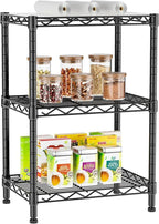 Golpart 3 Tier Adjustable Storage Shelves Heavy Duty Metal Utility Shelf Wire Shelving Unit Organizer Rack for Home Kitchen Office Bathroom Pantry Room 12" D x 18" W x 30" H