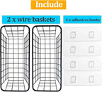 2 Set Adhesive Hanging Wall Basket Inside Cabinet Door Organizer,Wall Storage Basket-No Drilling Adhesive wall Basket for Cupboard Door,Space-Saving Small Hanging Baskets for Wall Mount Storage,Black