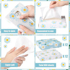 Yinder 24 Packs 960 Sheets Tissue Cube Car Facial Boxes Disposable Facial Travel Tissues Holder Soft Watercolor Boxes 2 Ply 40 Sheets for Wedding Household Car Kitchen Bathroom(Fresh Daisy)