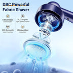 DBC Fabric Shaver & Lint Remover for Clothes, Sweaters & Furniture - 6-Leaf Blade, 3 Speeds, 2H Runtime, Portable Design Perfect for Travel, Includes 2 Extra Blades