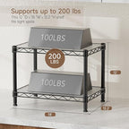 Golpart Small 2 Tier Shelves Storage Wire Shelving Unit Metal Shelf Adjustable Organizers Storage Shelving with Wheels for Bathroom Laundry Room Kitchen Pantry12”D x 18”W x 12.2”H Black