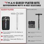 VMAN Ratchet Magnetic Screwdriver Set, 24 in 1 S2 Steel Bits and Head-tail Drive T-Handle, DIY Combination Flexible Shaft for Furniture Assembly, Electrical Appliance Repair, Bicycle Tools