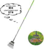 Joyhalo Small Rakes for Leaves, 8.5 Inch Wide Head Leaf Rake with 11 Tines, Metal Garden Rakes with Adjustable Handle from 38.5 to 65 Inch for Gardening, Clippings, Gathering Leaves, Weeds, Debris