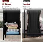 Huhote Double Compartment Laundry Basket, Laundry Sorter with Top Shelf, 2 Removable Washable Bags, Side Pockets, Black & White