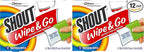 Shout Wipe & Go Instant Stain Remover Wipes, No Wash Required, Safe on Colorfast Washables, Travel & Baby Diaper Bag Essentials, Removes Grass, Coffee, Makeup & More, 12 Wipes (Pack of 12)
