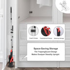 Upgrade Broom with Dustpan Combo Set, Broom and Dustpan Set with 51'' Long Handle, Dust Pan and Brooms, ZeroGap Lip, Self-Cleaning Dustpans Teeth for Lobby Kitchen Restaurant - Black and Red