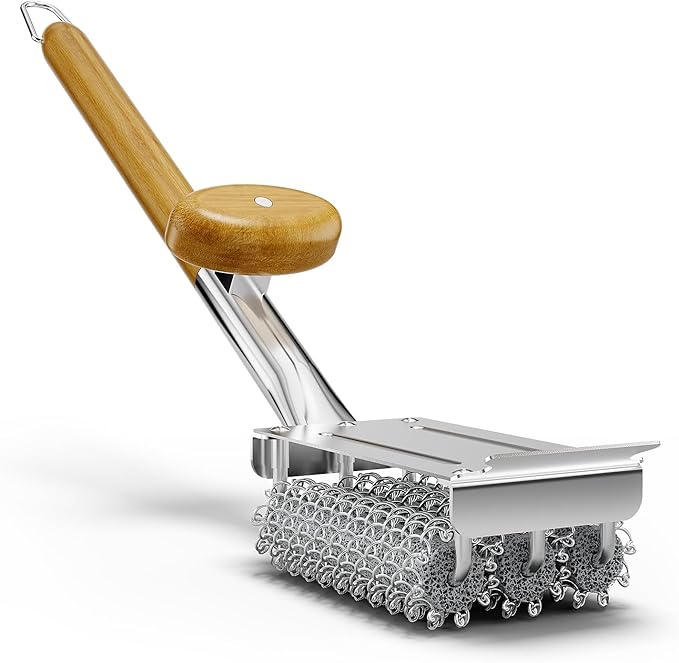 HOUSE AGAIN Grill Brush and Scraper Bristle Free with Dual Grip, 304 Stainless Steel Food-Grade Brush Head, Outdoor Grill Cleaning Brush Safe BBQ Grill Accessories Cleaner for Porcelain/Weber/Charcoal