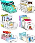 ELTOW 6-Pack Snack Organizer, 3-Compartment Plastic Bins with Removable Dividers, Chip & Food Storage for Pantry, Spices, Fridge, and Cabinet