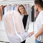 BALEINE 48'' Translucent Garment Bags, 2 Packs PEVA Dress Bag for Closet Clothes Dresses Suit Coats Storage (White, 2PK)