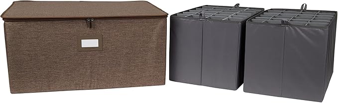 Covermates Keepsakes - Adjustable Zip-Top Storage Box - Configurable FlexGrid Compartments - Heavy Duty Polyester- Reinforced Handles - Stackable Design - Indoor Storage, Brown Heather