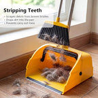 Jumbo Commercial Dustpan with Wheels & Comb Teeth - Heavy Duty Rolling Debris Pan - Long Handle Extra Large Upright Dust Pan for Industrial Warehouse Garage Restaurant Sidewalk Outdoor - Yellow