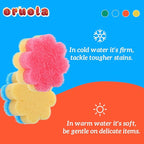 3pcs Scrubbies for Dishes, Dish Washing Sponge, Dual-Sided Temperature Scrubby Sponges, Flower Dual-Sided Sponge for Dish, Bathroom, Kitchen, Washing & Plus, Multipurpose