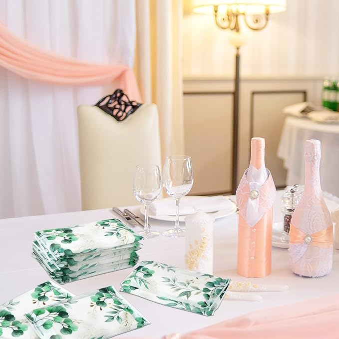 Geyee 50 Packs Facial Tissue Travel Packs Disposable Pocket Tissues for Wedding Guest Travel School Purse Home Supplies, 500 Sheets 3 Ply(Eucalyptus Leaf)